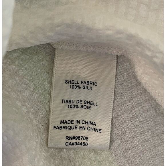REBECCA TAYLOR Pebbled Silk Woman 3/4 SLEEVE RUFFLE VANILLA Ivory BLOUSE 0 XS 2 - Picture 4 of 9